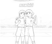 Coloriage Olivier Atton avec son meilleur ami sur le terrain de football