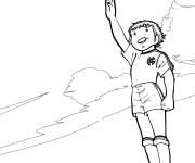 Coloriage Olivier Atton saluant la foule