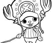 Coloriage Chopper avec un b&acirc;ton