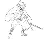 Coloriage Dracule Mihawk au combat 