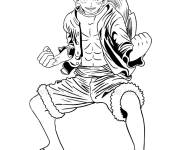 Coloriage Luffy au combat