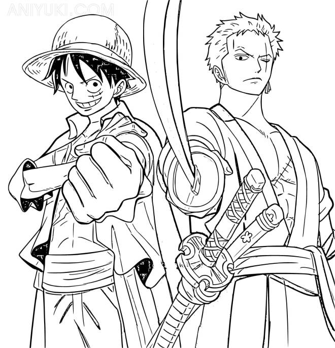 Coloriage Luffy et Zoro dessin gratuit à imprimer