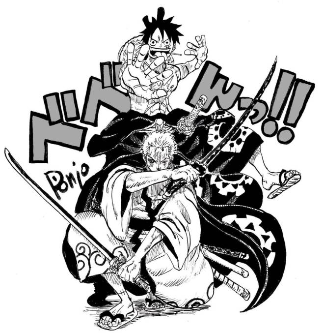 Coloriage et dessins gratuits Luffy et Zoro dans One Piece à imprimer