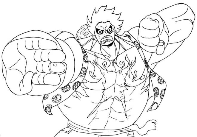 Coloriage Luffy Gear 5 One Piece Manga dessin gratuit à imprimer