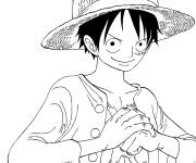 Coloriage et dessins gratuit One Piece Luffy facile à imprimer