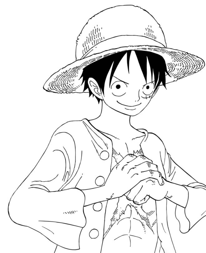Coloriage et dessins gratuits One Piece Luffy facile à imprimer