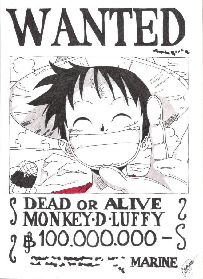 Coloriage et dessins gratuits One Piece Wanted Luffy à imprimer