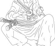 Coloriage et dessins gratuit One Piece Zoro au combat à imprimer