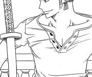 Coloriage Zoro avec l'&eacute;p&eacute;e