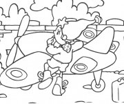 Coloriage et dessins gratuit Oui Oui avion à imprimer