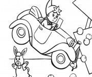 Coloriage Oui Oui bouscula le panneau