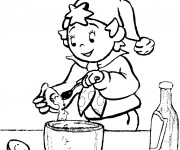 Coloriage Oui Oui entrain de cuisiner