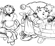 Coloriage Oui Oui fait le m&eacute;nage