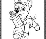 Coloriage Chiot Chase pendant le noel de Pat patrouille Super patrouille