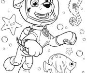 Coloriage Chiot Marcus dans le fond marin