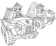Coloriage Chiots sur les voitures Super Pat Patrouille