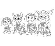 Coloriage Cinq chiots du film Pat Patrouille La Super Patrouille