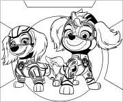 Coloriage Deux mighty pups de Pat patrouille Super patrouille