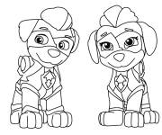 Coloriage Ella et Tuck de Pat patrouille Super patrouille