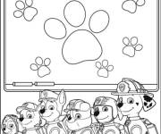 Coloriage Equipe de Pat patrouille Super patrouille dans la salle