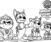 Coloriage L'&eacute;quipe des chiots du film Paw Patrol La Super Patrouille