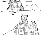 Coloriage et dessins gratuit Les super chiots avec leurs v&eacute;hicules à imprimer