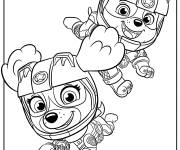 Coloriage Pups Stella Ruben moto de Super Pat patrouille