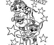 Coloriage Rubble, Chase et Marshall c&eacute;l&egrave;brent l'anniversaire