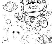 Coloriage Sc&egrave;ne de Ruben nage sous l&rsquo;eau Pat Patrouille