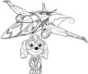 Coloriage Skye avec une avion de chasse Super patrouille