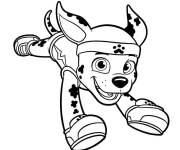 Coloriage Super chiot Marshal en courant pour sauver les gens