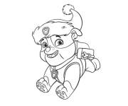 Coloriage Super chiot portant un bonnet de Noel