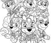 Coloriage Tous les chiots de la super patrouille Mighty Pups