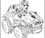 Coloriage et dessins gratuit Tracker  sur sa v&eacute;hicule Super Patrouille à imprimer
