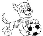 Coloriage Chiot Chase joue au foot