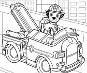 Coloriage Chiot Marshall conduit un camion de pompiers