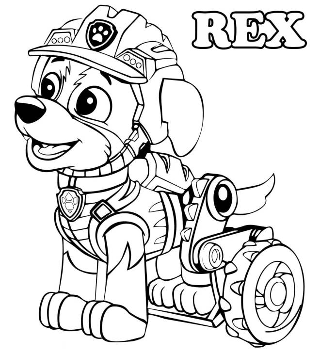 Coloriage Chiot Rex de Pat Patrouille dessin gratuit à imprimer