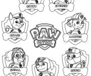 Coloriage L'équipe de Pat Patrouille avec logo