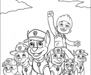 Coloriage La Pat Patrouille au grand complet