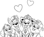 Coloriage Les chiots de Pat Patrouille et le Saint-Valentin