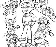 Coloriage Personnages de Pat Patrouille pendant le Noel