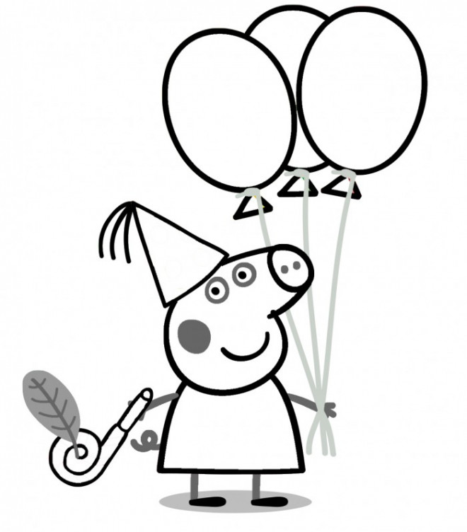 Coloriage Peppa Pig Anniversaire dessin gratuit à imprimer