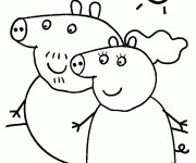 Coloriage Peppa Pig en plein air