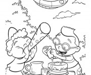 Coloriage Petit Einstein préparent un gâteau en ligne