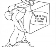 Coloriage Souris porte un cadeau pour la lune dessin