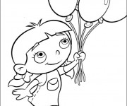 Coloriage Une fille porte des ballons