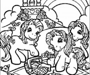 Coloriage Des petits poney en picnic