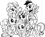 Coloriage et dessins gratuit La famille des poneys à imprimer