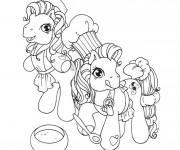 Coloriage Les petits poneys cuisinent