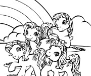 Coloriage Les petits poneys ensemble
